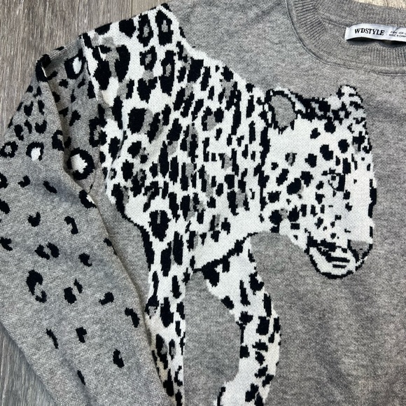 WDSTYLE Crew Neck Knitted Sweaters for Women Loose Casual  Leopard Print… - Picture 11 of 13